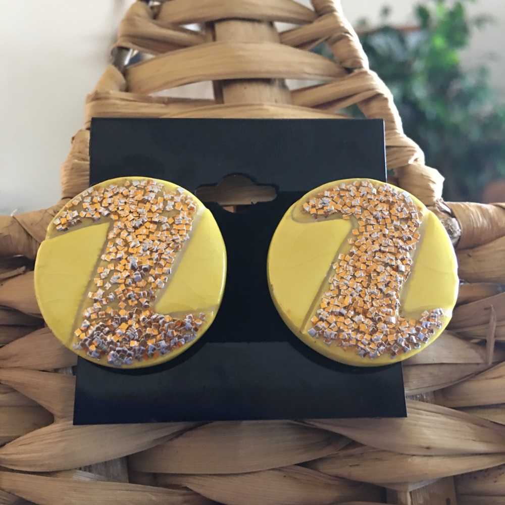 Vintage ceramic glitter pierced earrings